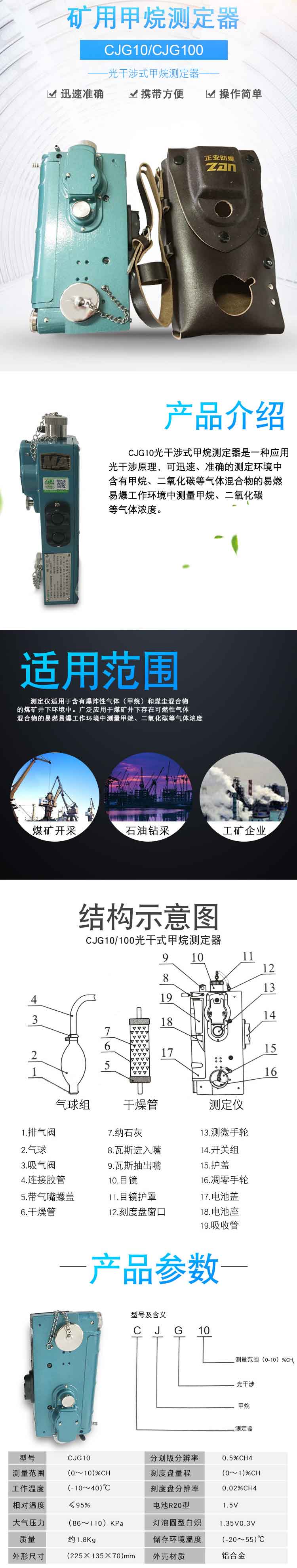 CJG10光干涉式甲烷測定儀器 二氧化碳氣體檢測